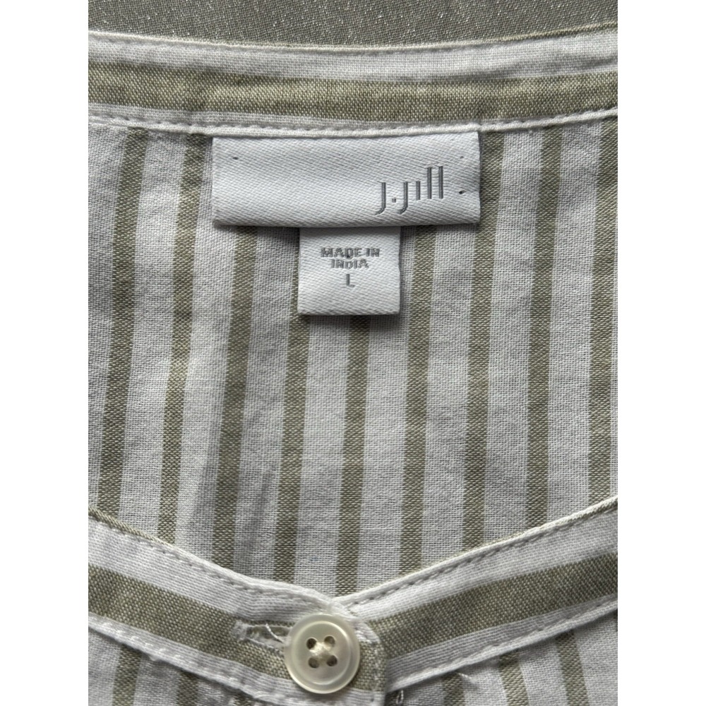J.Jill Striped Cotton Tunic Top Womens L Roll Tab Sleeves Coastal‎ Chic - Picture 4 of 7